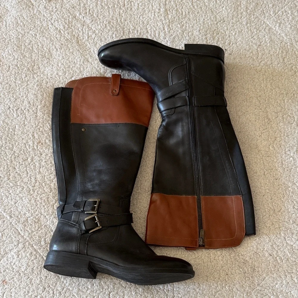 Marc Fisher Black and Tan Winter Boots